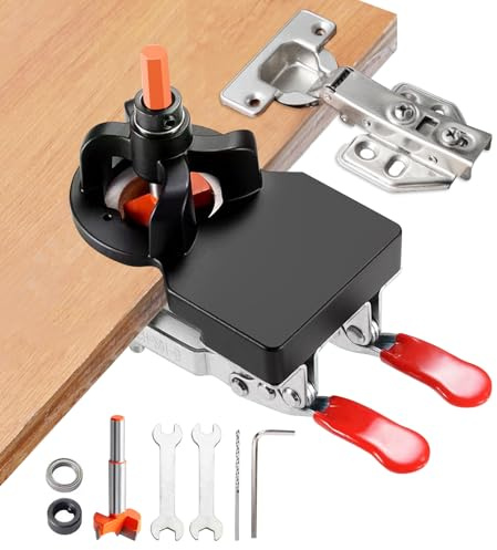 35 Mm Scharnier Bohrschablone, Verdeckte Scharnierlehre Möbelbau, Aluminiumlegierung Topfband Bohrschablone Mit Doppelklemme Für Die Holzbearbeitung Von Türen Und Schränken