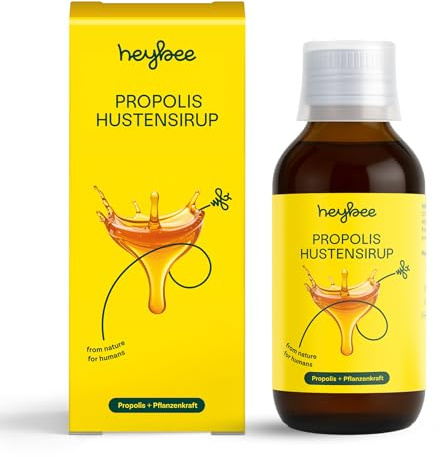 heybee® Propolis Hustensirup 100 ml – mit Propolis-Extrakt, Thymian, Grindelia & Eibischwurzel – alkoholfrei, lindert Hustenreiz & löst Schleim - ab 2 Jahren (1)
