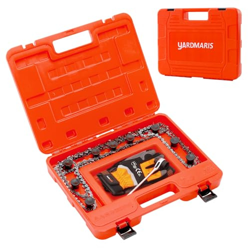 YARDMARIS Aufbewahrungsbox für Kettensägenketten - Universale Organizer-Box bis 50 cm Klingenlänge, tragbare Chainsaw Sägekettentasche mit Verhedderschutz in Orange