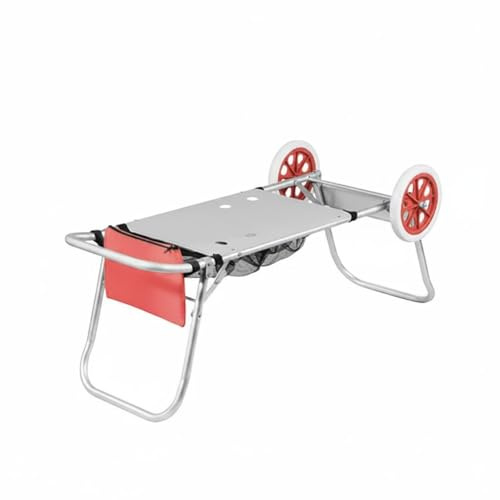 kowaku Carrello Portapacchi Pieghevole in Alluminio Leggero Carrello da Spiaggia Pieghevole Salvaspazio Trolley Portapacchi per Shopping, Arancione