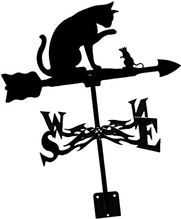 BLWOTMOR Segnavento da Tetto Accessorio in Indicatore Direzione Ornamento Decorativo da Esterno Adatto per Capanno Giardino Terrazza Casa Corti, Gatto e