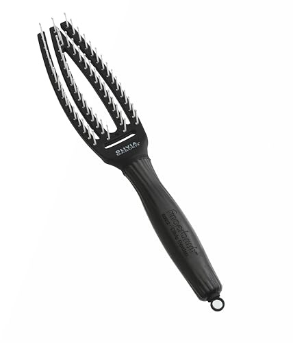 Olivia Garden Fingerbrush Care Iconic - Small - Schwarz - Nylonborsten Haarbürste für sanftes Entwirren & gesundes Haar