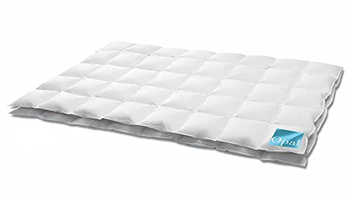 Hanskruchen Opal Daunendecke 155 x 200 cm - EXTRA LEICHT - 90% Daunen 10% Federn - Kassettendecke 9x10 Karos - für Hausstauballergiker geeignet