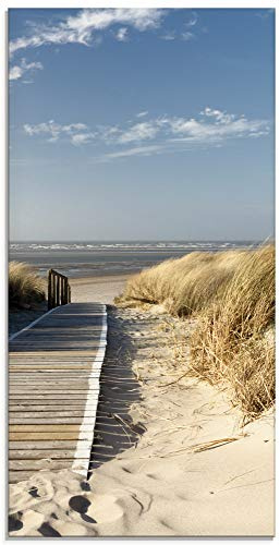 ARTland Wanddeko Glasbilder Wandbild Glas Bild einteilig 30x60 cm Hochformat Strand Meer Küste Nordsee Natur Landschaft Dünen Gräser Steg Maritim T5RM
