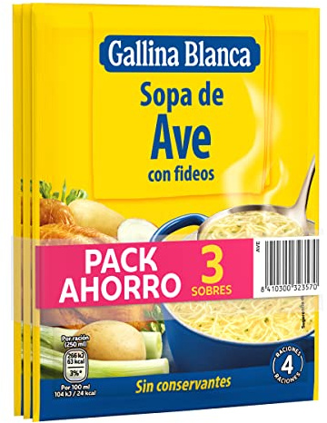 Gallina Blanca sopa de ave con fideos pack ahorro(3x76g)