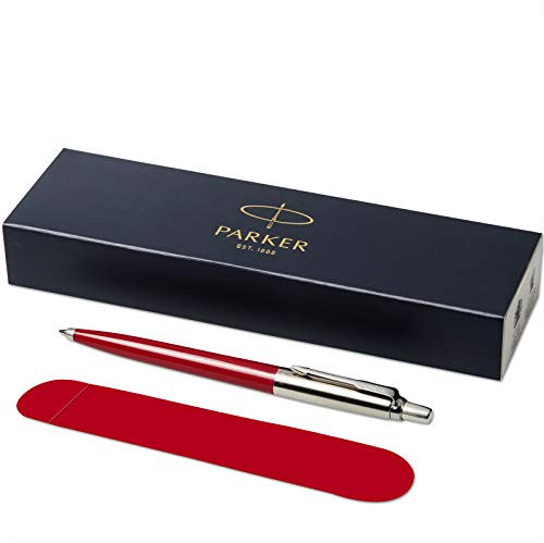 PARKER -Jotter ballpoint pen with Velvet Pouch in gift box - black ink - red