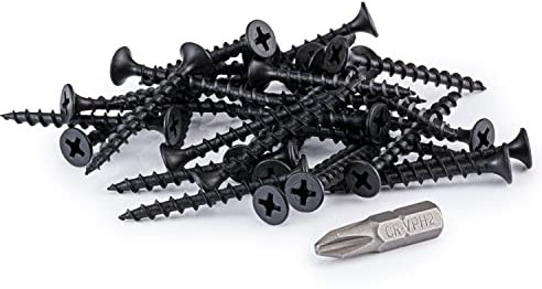 SEQUAL Firmfix Fine Thread Drywall Screws M3.5 x 25mm (Box of 200), Phillips Bugle Head. Corrosion-Resistant. Black Phosphate Finish. Sharp Piercing Point for Plasterboard, Drywall and Wood.