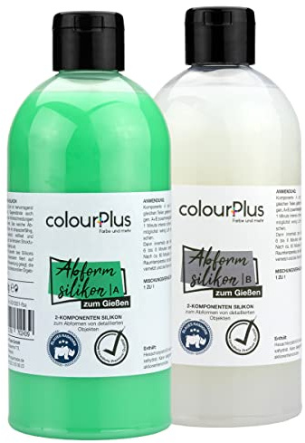 colourPlus® professionelles Abformsilikon 1 kg Set (2x500g) geruchslose 2k Abformmasse Detailgetreu - zertifiziertes flüssiges Silikon