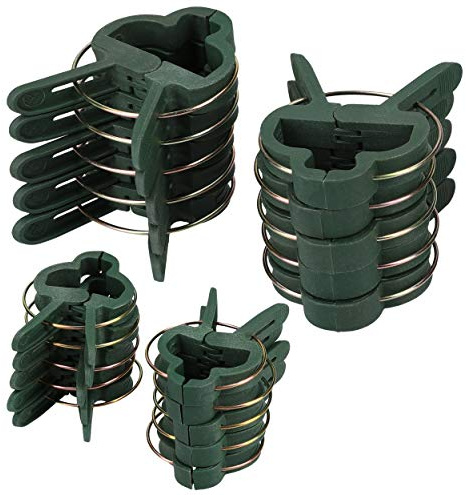 mumbi 100x Pflanzenclips Pflanzenklammern Pflanzenhalter Pflanzenbinder in 2 Größen, Gartengrün