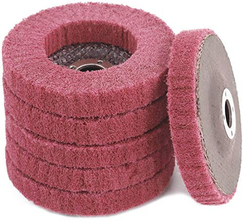 Rustark 6 Pcs 4 320 Grit Nylon Fiber Polishing Wheel Flap Disc Grinding Wheels, Scouring Pad Buffing Wheel for Angle Grinder, Buffering Polishing Wheel for Metal Ceramics Marble Wood