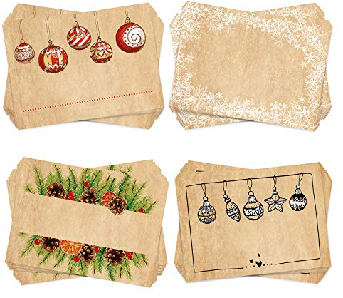 Logbuch-Verlag 100 Weihnachtsetiketten Namensaufkleber weihnachtliche Aufkleber 4 x 25 Stück blanko Geschenkaufkleber 7,4 x 5,2 cm für Namen