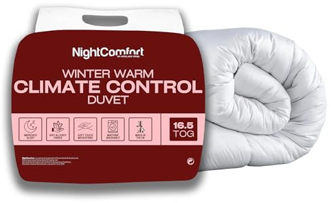 Night Comfort Couette d'hiver chaude comme du duvet d'hiver 16,5 tog, housse en microfibre respirante hypoallergénique avec rembourrage en fibre creuse lourde, blanc, 260 x 220 cm