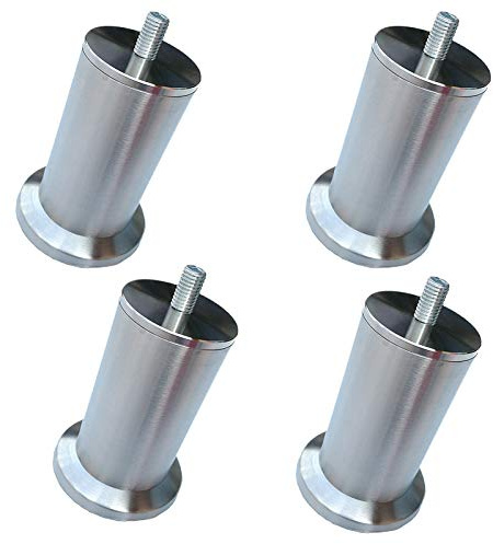 4 Stück Gebürstetem Edelstahl Möbelfüße,Sofafuss Bett Beine mit M10 Bolzen,Metall Ersatz Tischbeine,Verstellbare Küche Badezimmer Schrankbeine,Glastisch Couchtisch Sockelfüße,18 Größen(12.5cm/4.9in)