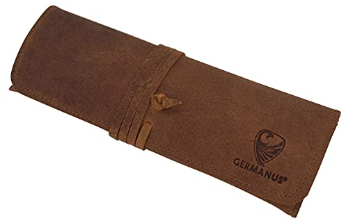 GERMANUS Federmäppchen Strap, Leder - Made in EU (Wildes Braun)