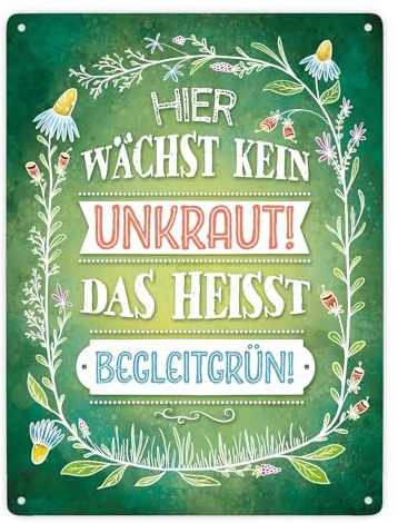 trendaffe - Hier wächste kein Unkraut Metallschild XXL mit Blumen Motiv