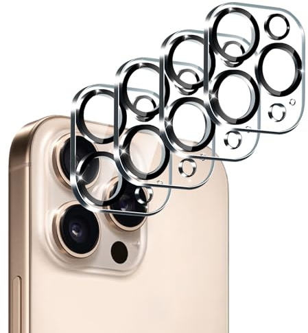 ivoler [4 pièces Caméra Arrière Protecteur pour iPhone 14 Pro/15 Pro /16 Pro/iPhone 14 Pro Max /15 Pro Max /16 Pro Max Caméra, Protection Camera [Anti Rayures] Ultra Résistant Film Verre Trempé