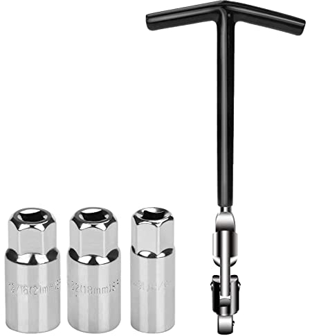 Spark Plug Socket Wrench Nutmanel T-Handle Spark Plug Socket Removal Stainless Steel 16mm 18mm & 21mm- Black