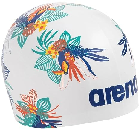 arena Unisex-Badekappe für Erwachsene, Poolish, geformte Badekappe für Training und Rennen, 100% Silikon, Einheitsgröße, Tukan