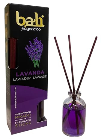 Bali fragancias Ambientador Mikado LAVANDA Difusor con varillas de ratán para tu salón, comedor o cualquier estancia de tu hogar, fragancias seleccionadas, Aromaterapia, Perfumado (30 ml)