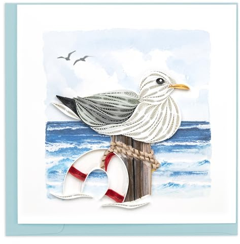 Quilling Card Handmade Quilled Seagull Greeting Card – 6x6 Inch Blank Card with Envelope – Fair Trade Verified – Unique Paper Art Keepsake for Any Occasion