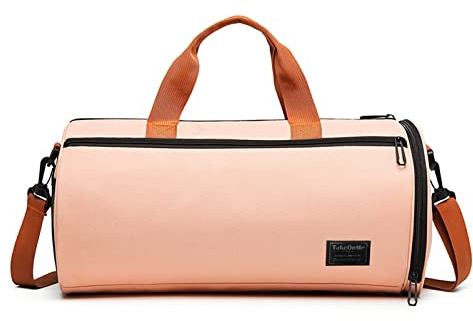 FANDARE Damresväskor, män, klassiska sportväskor, handbagage, weekender axelväska, weekending, övernattning, klinikväska, simväska, träningsväska, tygväska med skofack, Rosa B, L