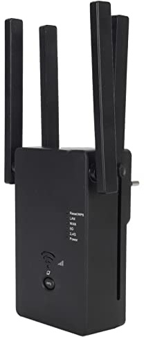 Extension WiFi 1200 Mbps pour Bureau à Domicile, Extension de Signal WiFi Double Bande 5G, Amplificateur Internet WiFi AP sans Fil avec 4 Antennes, jusqu'à 105 Appareils