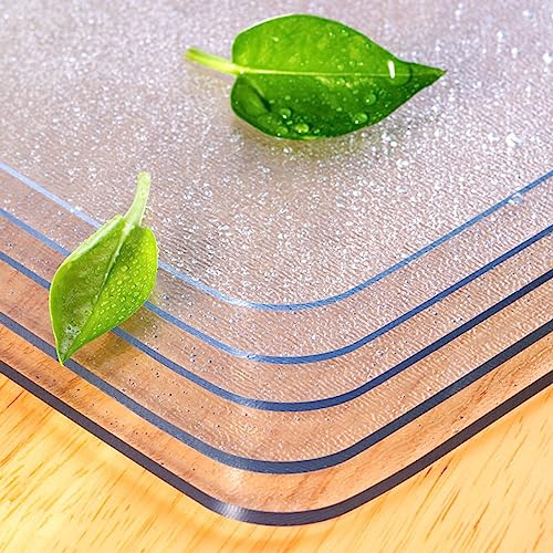 YBLANDRV Tovaglia in PVC Trasparente, Pellicola Protettiva per Mobili, Tappetino da Tavolo in Vetro Morbido, Tavolo Trasparente Plexiglass, Lavabile e Impermeabile, per Ufficio, Computer (90x90cm)