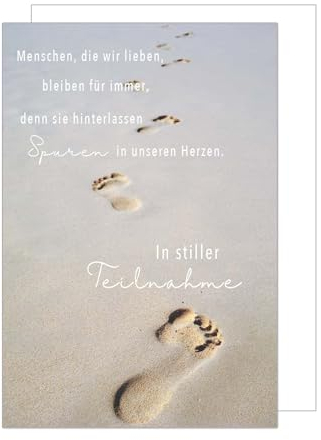 Edition Seidel Premium Trauerkarte mit Umschlag. Beileidskarte Trauer Karte mit Spruch In stiller Teilnahme Gedenken Anteilnahme Mitgefühl Fuß Spuren (T1141 SW024)