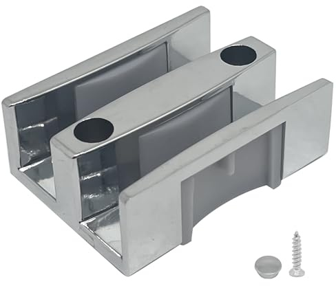 2 blocchi per porte scorrevoli per doccia, 45 mm di larghezza, senza cornice, con viti M4 x 16 mm, per porte in vetro da 8 mm (argento brillante)