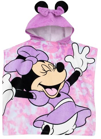 Disney Minnie Mouse Towel With 3D Ears And Hood | Bath And Beach Towels For Kids | One Size Purple