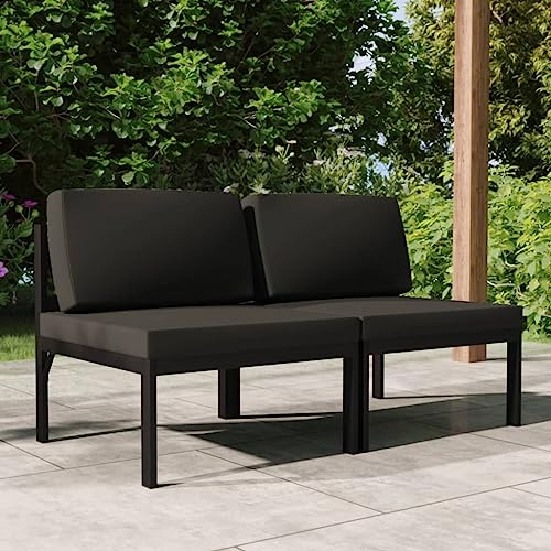 Willood Gartensofa 2-Sitzer mit Kissen Aluminium Anthrazit