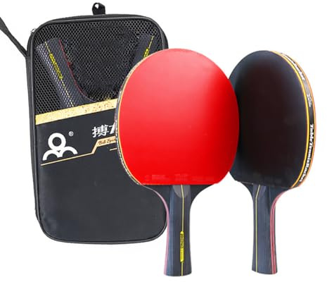 OLYSPM Tischtennisschläger,Tischtennis Schläger,Tischtennis Set mit 2 Schlägern,1 Aufbewahrungstasche,Hochleistungs Tischtennisschläger Set für Outdoor- und Indoor-Übungen