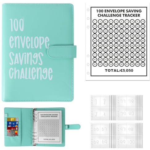 100 Envelope Saving Challenge, Budget Planner Deutsch, A5 Haushaltsplaner Mit Umschlägen, Budget Binder, Einfache Und Unterhaltsame Möglichkeit Zu Sparen 5050 €, Sparbuch für Geld Sparen Challenge