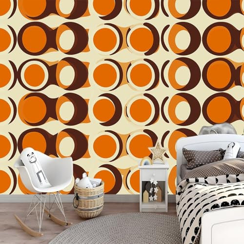 Générique Papier Peint Moderne du milieu du siècle 300 x 210 cm Design des années 70 Papier Peint intissé pour Chambre Salon Photo Murale Personnalisé Décoration Murale