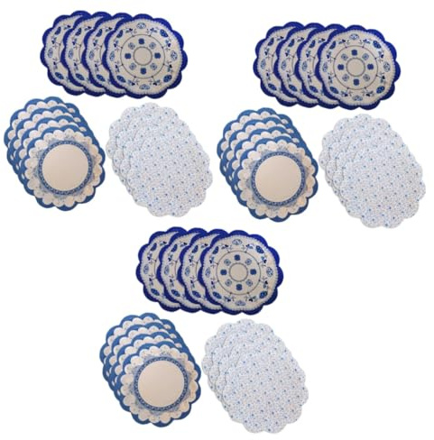 TOKIDNY Assiettes Jetables En Papier Effet Porcelaine Bleu Et Blanc 36 Pièces 6.69 Pouces Assiettes Fleur Chinoises Pour Mariage Fête Pique-