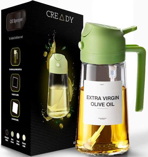 CREADY | Aceite Cocina 470ml | Dispensador Aceite Spray 2 en 1 | Vidrio | 1 unidad
