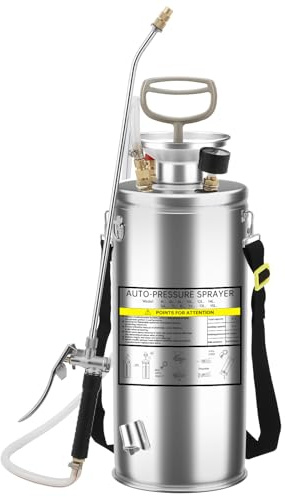 Pulvérisateur à Pression de 8 litres en Acier Inoxydable,Pulvérisateur Jardin à Pompe Manuelle avec Manomètre,Buse Réglable,Pulvérisateur de Désherbage pour la Pelouse,Le Jardinage et la Stérilisatio