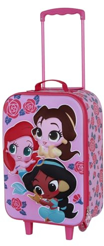 Disney Princess Flowers-Soft 3D Trolley Suitcase, Pink, 17 x 33 x 52 cm, Capacity 26 L