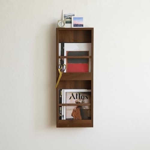 CIFIEXUE Zeitschriftenständer Aus Holz, Wanddeko, Doppelstöckiges Schweberegal, Hängeregal, Wand-Zeitschriftenhalter, Briefablage, Literaturständer Für Zuhause, Büro, Wartezimmer, Café/B