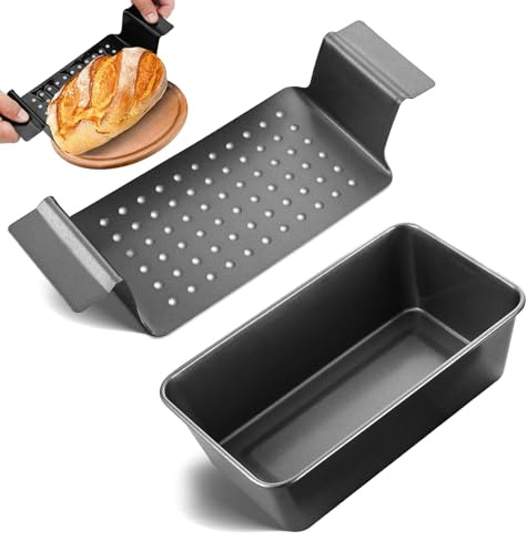 STFALI Brödbakform, brödform bröd, rostat bröd, kolstål med rutnät bakplåt, 24 x 14 x 6,5 cm svart bakform