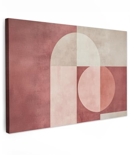 MuchoWow© Leinwandbild Groß XXL Dekoration Wohnzimmer Bilder Pictures Wall | 120x80 cm - Decoration Living Room Wohnungs Deko Moderne Bild Figuren - Abstrakt - Rosa
