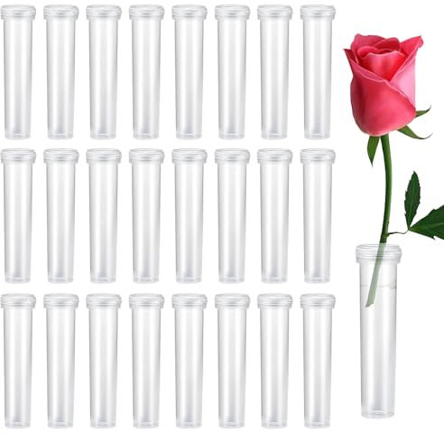 Reagenzgläser für Blumen 100stk Blumenröhrchen Reagenzglas Wasserröhrchen für Blumen Blumenröhrchen Kunststoff mit Deckel