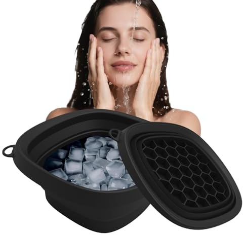 Generisch Gesichtsschüssel Für - Silicone Gesichts Kaltbad Schüssel - Wiederverwendbares Spa-Werkzeug mit eingebautem Tablett, tragbar, faltbares Waschbecken für den täglichen Gebrauch im Haus am