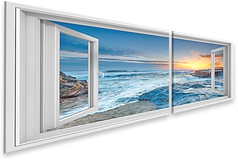 islandburner Bild auf Leinwand Offenes Fenster zum Ozean bei Sonnenaufgang Bilder Wandbilder Poster