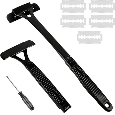 Rasoio per la schiena da 45 cm per uomo – Depilatore per schiena e corpo con 5 lame di ricambio, pieghevole, con manico lungo, utilizzabile a secco e sotto la doccia