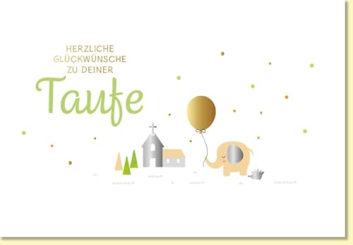 Gutsch Verlag Glückwunschkarte zur Taufe mit Elefant und Luftballon liebevolles Motiv Kirche modernes Design Taufkarte für Mädchen und Jungen - mit Umschlag