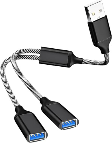 2-Port USB Splitter Adapter, 1-in-2-out Male to Dual Female, Double USB Data Transfer & Power Charging Extension Cable for Laptop, Mac, Flash Drive, Keyboard