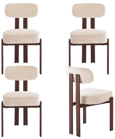 stone princess 4er Set Moderne Esszimmerstühle: Polsterstühle mit Unsichtbare Schrauben Stabiles Metallgestell Holzoptik - Küchenstühle für Esszimmer Küche Wohnzimmer
