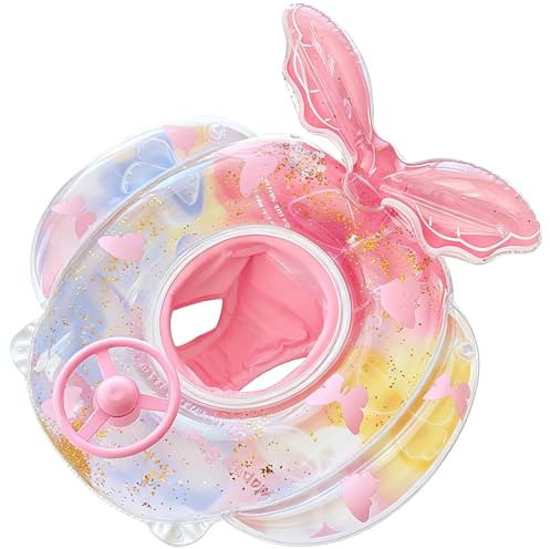 WFKKMEQ Mermaid Swimming Float with Safety Seat, Inflatable Toddler Float Pool Floats Swimming Ring Swim Pools Bathing Accessories Pool Inflatable Floats Rings for Kids Water Training 1-4 Year Old