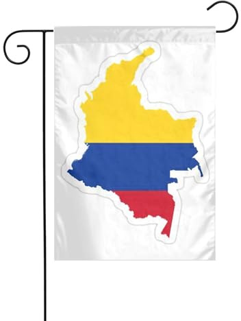 Drapeau de la Colombie imprimé carte drapeaux de jardin pour décoration extérieure, petit drapeau de cour saisonnier hiver Noël vacances décoration extérieure